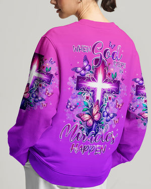 When God Steps In Miracles Happen Women's All Over Print Shirt - Tlnz1007242