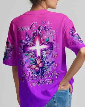 When God Steps In Miracles Happen Women's All Over Print Shirt - Tlnz1007242