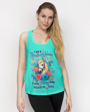 I Love Horses And Believe In Jesus Women's All Over Print Shirt - Tlnz1807254