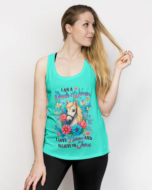 I Love Horses And Believe In Jesus Women's All Over Print Shirt - Tlnz1807254