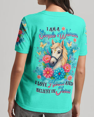 I Love Horses And Believe In Jesus Women's All Over Print Shirt - Tlnz1807254