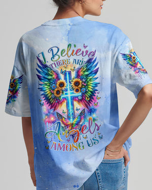 I Believe There Are Angels Among Us Cross Wings Women's All Over Print Shirt - Tlnz1912235