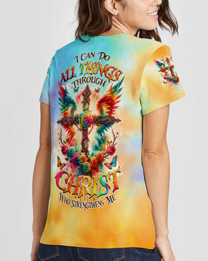 I Can Do All Things Cross Wings Tie Dye Women's All Over Print Shirt - Tlnz2401242
