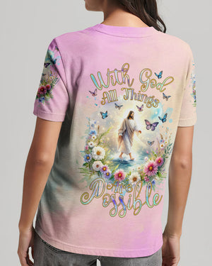 With God All Things Are Possible Jesus Walking on Water Women's All Over Print Shirt - Tlnz2811234