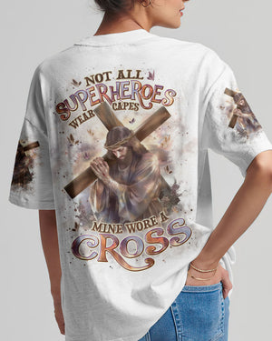 Not All Superheroes Wear Capes Mine Wore A Cross Women's All Over Print Shirt - Tlpq0211242