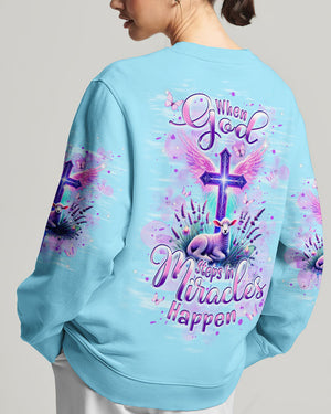 When God Steps In Miracles Happen Lamb Women's All Over Print Shirt - Tlpq2106241