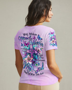 Way Maker Miracle Worker Cross Lilies Women's All Over Print Shirt - Tltr0206254