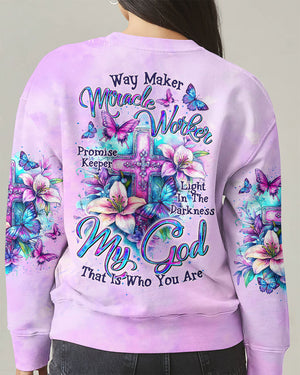 Way Maker Miracle Worker Cross Lilies Women's All Over Print Shirt - Tltr0206254