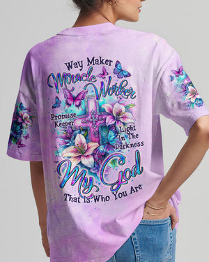 Way Maker Miracle Worker Cross Lilies Women's All Over Print Shirt - Tltr0206254