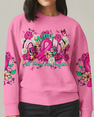 With God All Things Are Possible Breast Cancer Women's All Over Print Shirt - Tltr0608251