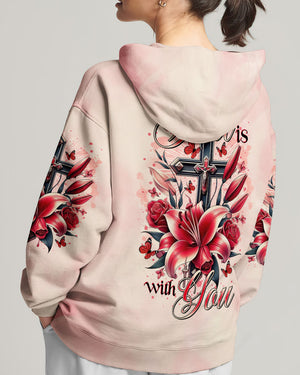 God Is With You Lilies Cross Women's All Over Print Shirt - Tltr0702252
