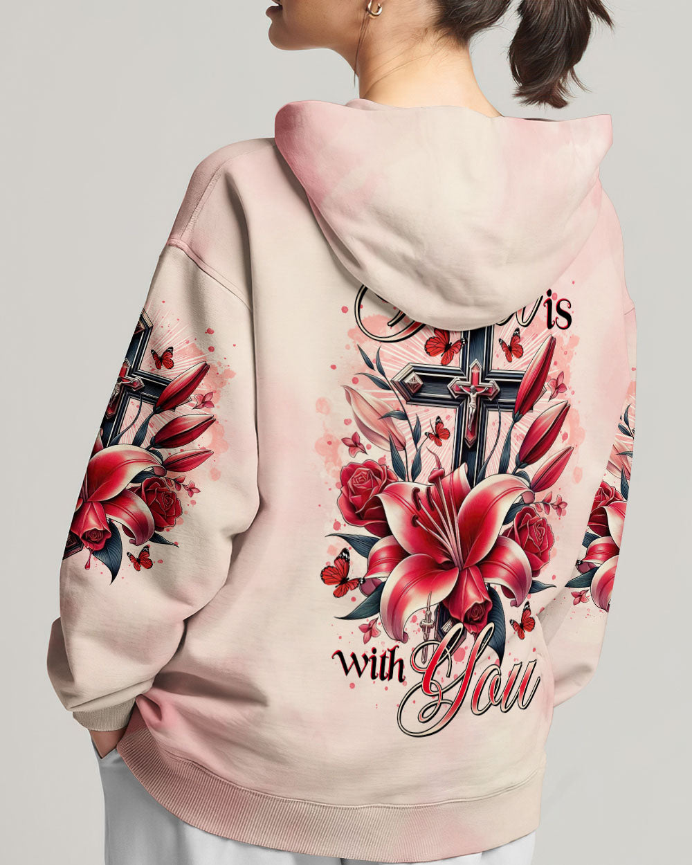 God Is With You Lilies Cross Women's All Over Print Shirt - Tltr0702252