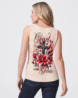 God Is With You Lilies Cross Women's All Over Print Shirt - Tltr0702252