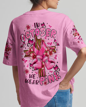In October We Wear Pink Breast Cancer Awareness Women's All Over Print Shirt - Tltr1108253