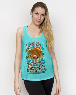 Living Life Somewhere Between Jesus Cow Women's All Over Print Shirt - Tltr2002243