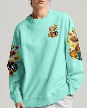 Living Life Somewhere Between Jesus Cow Autumn Women's All Over Print Shirt - Tltr2208242