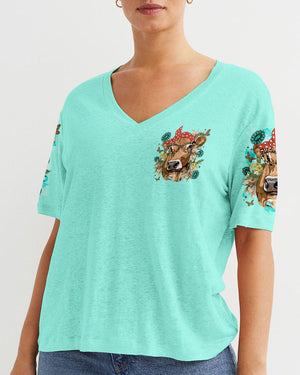 Living Life Somewhere Between Jesus Cow Women's All Over Print Shirt - Tltr2311233