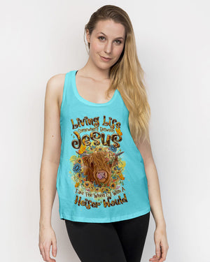 Living Life Somewhere Between Jesus Cow Women's All Over Print Shirt - Tltr2406241