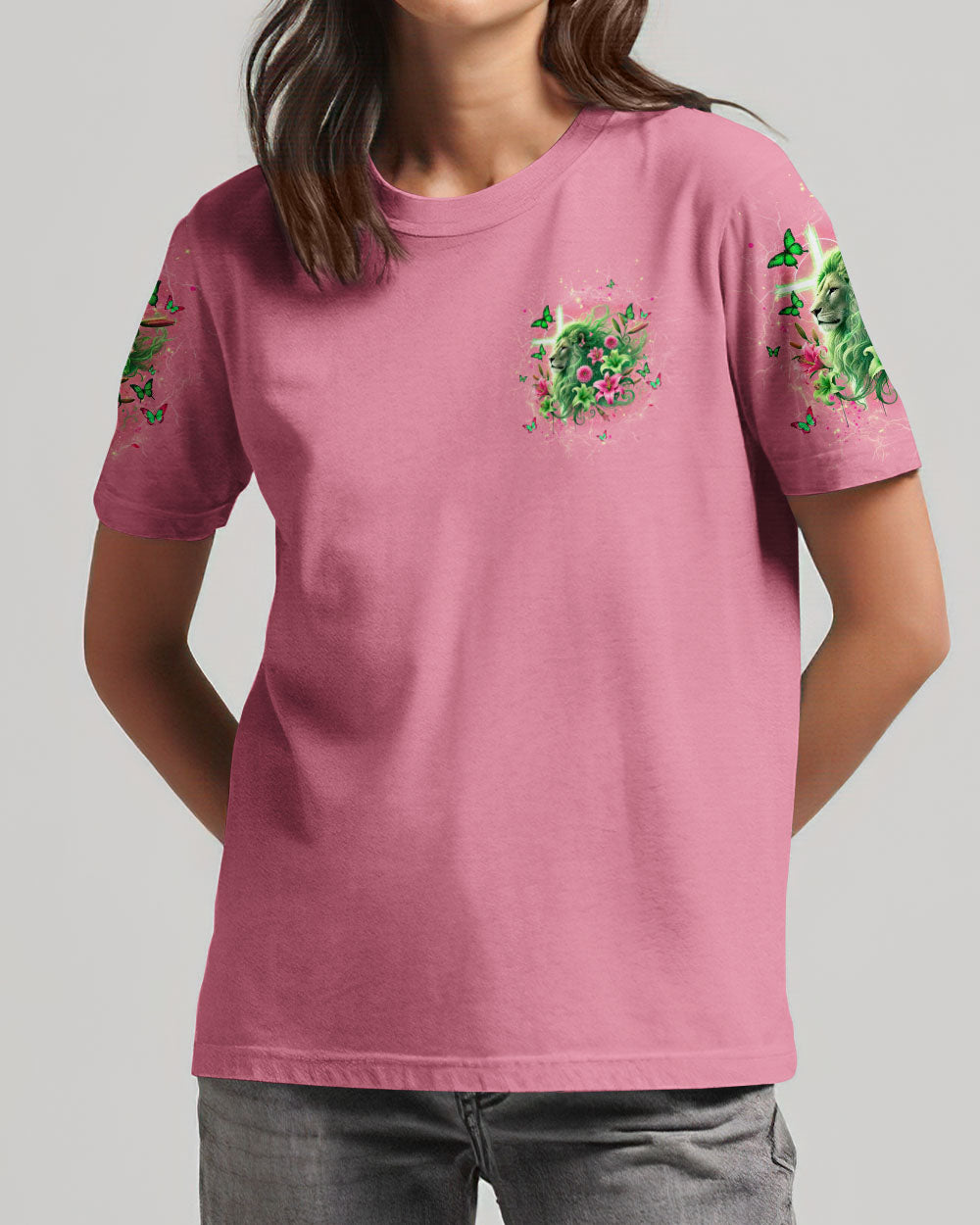 Way Maker Lion Cross Lilies Women's All Over Print Shirt - Tltw0107244