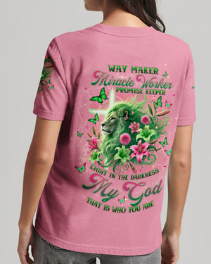 Way Maker Lion Cross Lilies Women's All Over Print Shirt - Tltw0107244
