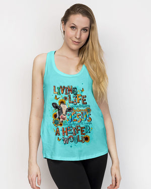 Living Life Somewhere Between Jesus Cow Women's All Over Print Shirt - Tltw0203245