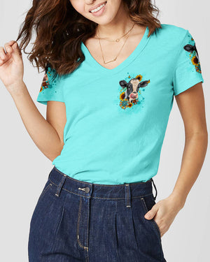 Living Life Somewhere Between Jesus Cow Women's All Over Print Shirt - Tltw0203245