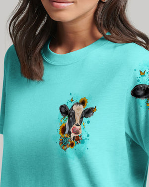 Living Life Somewhere Between Jesus Cow Women's All Over Print Shirt - Tltw0203245