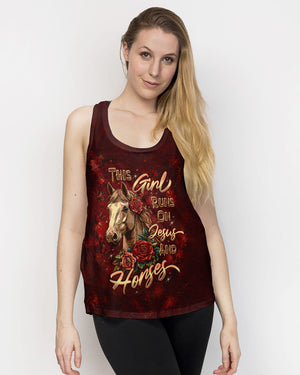This Girl Runs On Jesus And Horses Women's All Over Print Shirt - Tltw0307268