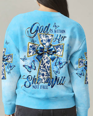 God Is Within Her She Will Not Fall Cross Bow Women's All Over Print Shirt - Tltw0412244