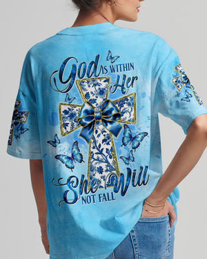 God Is Within Her She Will Not Fall Cross Bow Women's All Over Print Shirt - Tltw0412244