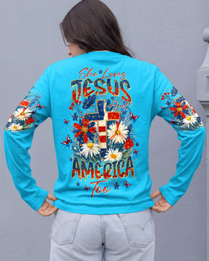She Loves Jesus & America Too Red White & Blue Women's All Over Print - Tltw0805261