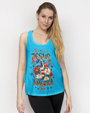 She Loves Jesus & America Too Red White & Blue Women's All Over Print - Tltw0805261