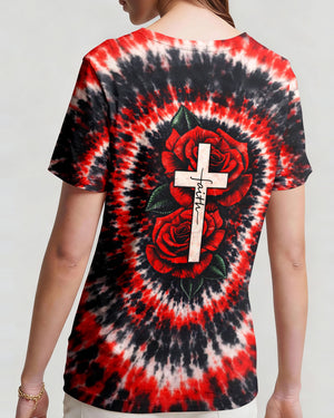 Cross Rose Swirl Women's All Over Print Shirt - Tltw1103262