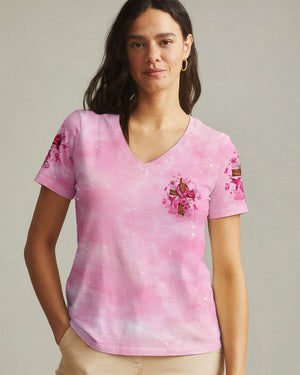 Let Your Faith Be Bigger Than Your Fear Hummingbird Breast Cancer Women's All Over Print Shirt - Tltw1108252