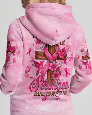 Let Your Faith Be Bigger Than Your Fear Hummingbird Breast Cancer Women's All Over Print Shirt - Tltw1108252