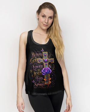 Blessed By God Cross Rose Women's All Over Print Shirt - Tltw1205264
