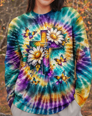 Faith Cross Daisies Swirl Women's All Over Print Shirt - Tltw1302261