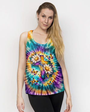 Faith Cross Daisies Swirl Women's All Over Print Shirt - Tltw1302261