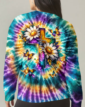Faith Cross Daisies Swirl Women's All Over Print Shirt - Tltw1302261