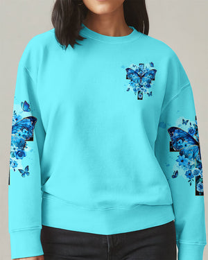 Blessed By God Loved By Jesus Cross Butterfly Women's All Over Print Shirt - Tltw1309251