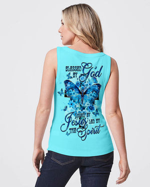 Blessed By God Loved By Jesus Cross Butterfly Women's All Over Print Shirt - Tltw1309251