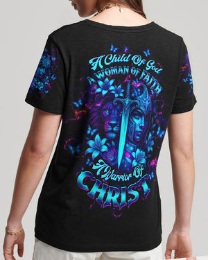 A Child Of God A Woman Of Faith Lion Warrior Women's All Over Print Shirt - Tltw1707253