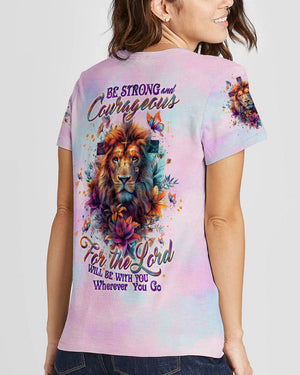 Be Strong And Courageous Lion Lilies Women's All Over Print Shirt - Tltw1904244