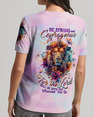 Be Strong And Courageous Lion Lilies Women's All Over Print Shirt - Tltw1904244