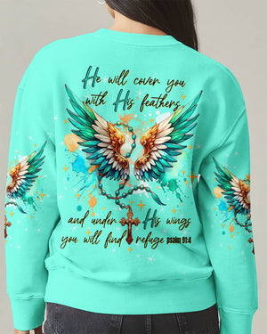 He Will Cover You With His Feathers Wings Women's All Over Print Shirt - Tltw1911243