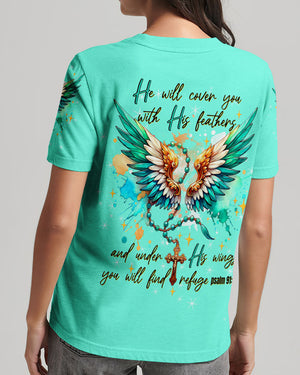 He Will Cover You With His Feathers Wings Women's All Over Print Shirt - Tltw1911243