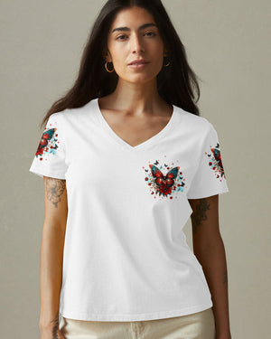 Blessed By God Loved By Jesus Butterfly Women's All Over Print Shirt - Tltw2209251