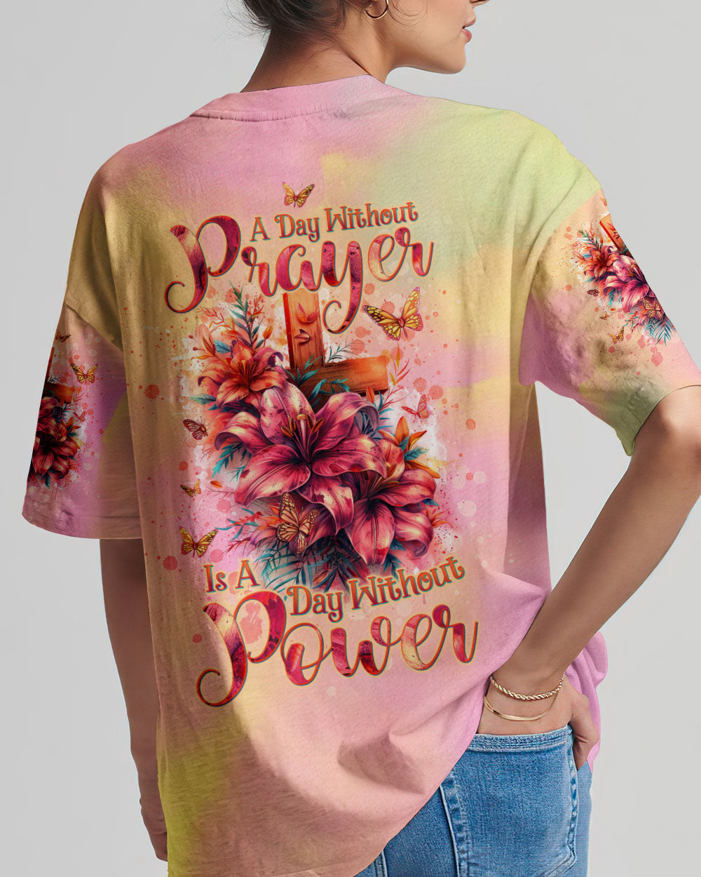 A Day Without Prayer Is A Day Without Power Lilies Women's All Over Print Shirt - Tltw2304245