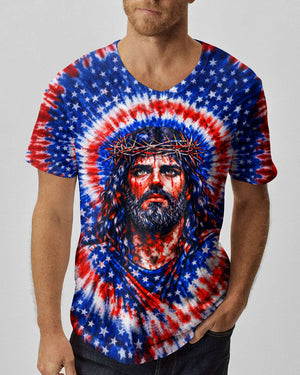 Jesus Halo Of Faith Red White & Blue Swirl Men's All Over Print Shirt - Tltw2803261