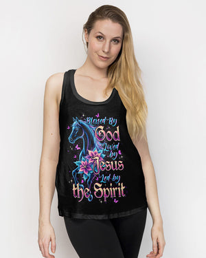 Blessed By God Loved By Jesus Horse Women's All Over Print Shirt - Typq0403262